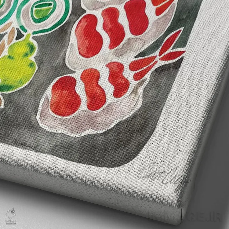 تابلو سوشی سیاه اثر کت کوکیلت - نمای نزدیک بافت بوم