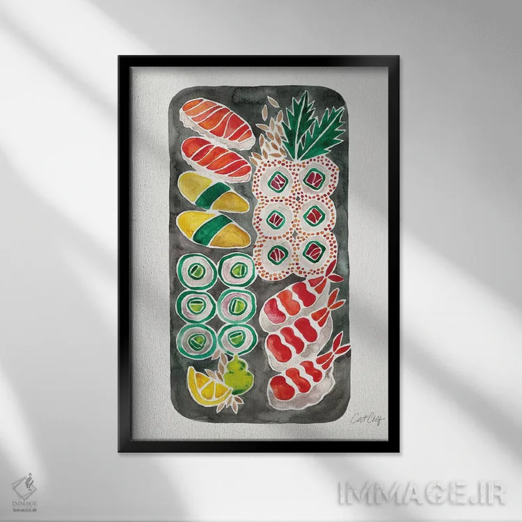 تابلو سوشی سیاه اثر کت کوکیلت - نمای قابدار مشکی