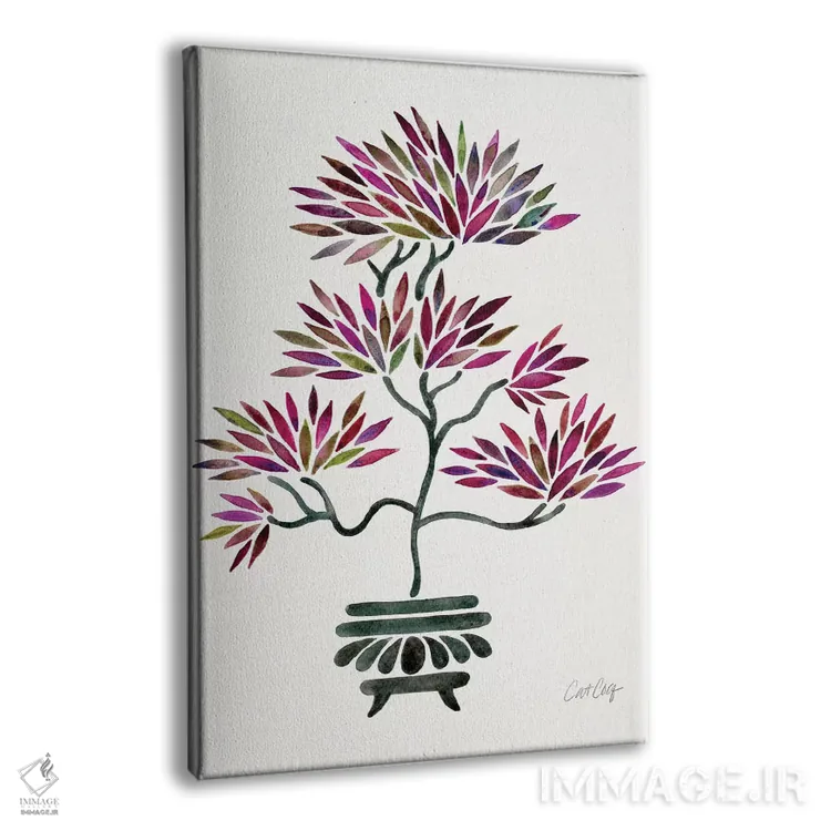 تابلو بونسای صورتی پررنگ (فسیا) اثر کت کوکیلت - نمای پرسپکتیو محصول