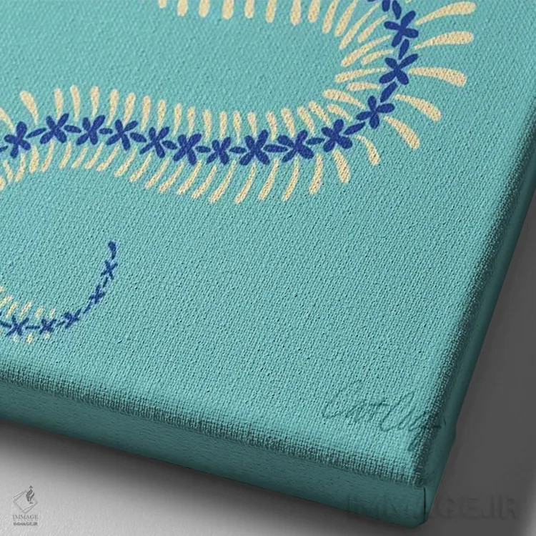 تابلو اسکلت مار کرم و آبی اثر کت کوکیلت - نمای نزدیک بافت بوم