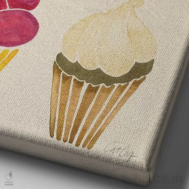 تابلو کاپکیکها اثر کت کوکیلت - نمای نزدیک بافت بوم