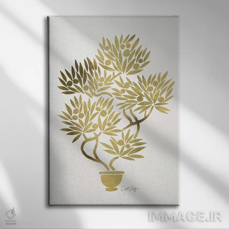 تابلو میوه بونسای طلایی اثر کت کوکیلت - نمای روبهرو روی دیوار