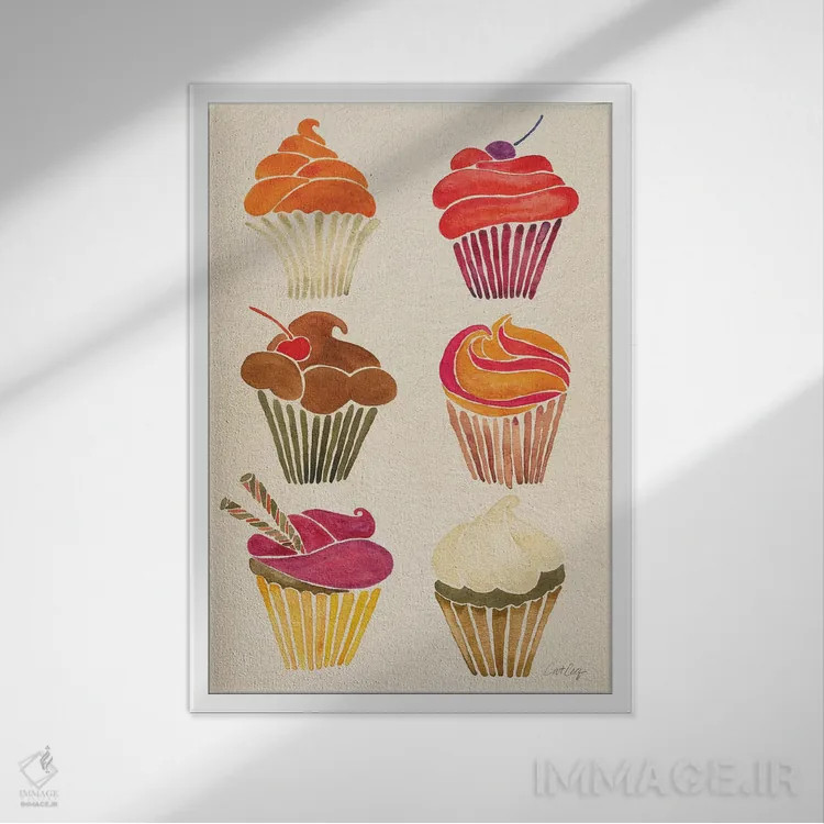 تابلو کاپکیکها اثر کت کوکیلت - نمای قابدار سفید