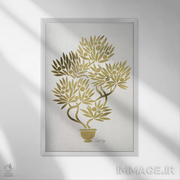 تابلو میوه بونسای طلایی اثر کت کوکیلت - نمای قابدار سفید
