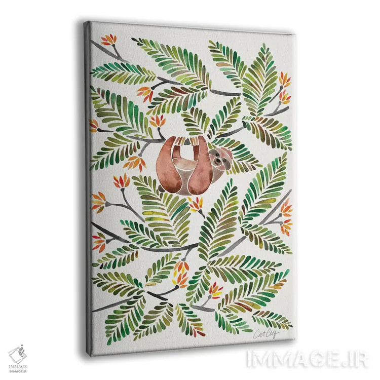 تابلو تنبل سبز (حیوان تنبل) اثر کت کوکیلت - نمای پرسپکتیو محصول