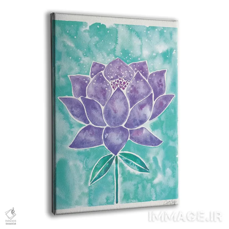 تابلو شکوفه نیلوفر اسطوخودوس و نعناعی اثر کت کوکیلت - نمای پرسپکتیو محصول