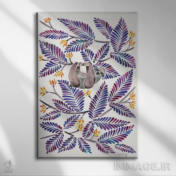 تابلو تنبل نیلی (حیوان تنبل) اثر کت کوکیلت - نمای روبهرو روی دیوار