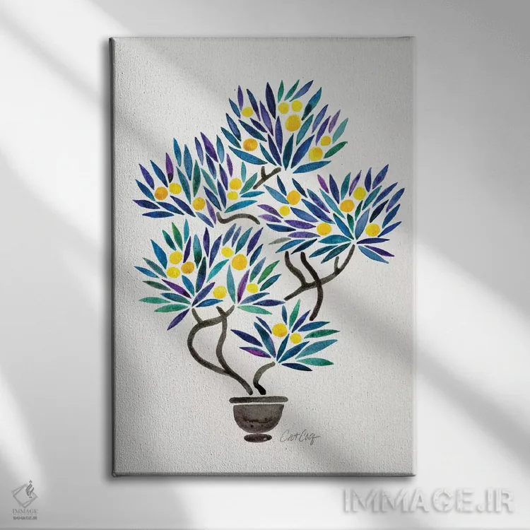 تابلو بونسای لیمویی و نارنجی اثر کت کوکیلت - نمای روبهرو روی دیوار