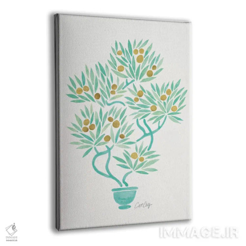 تابلو بونسای نعناعی و نارنجی اثر کت کوکیلت - نمای پرسپکتیو محصول