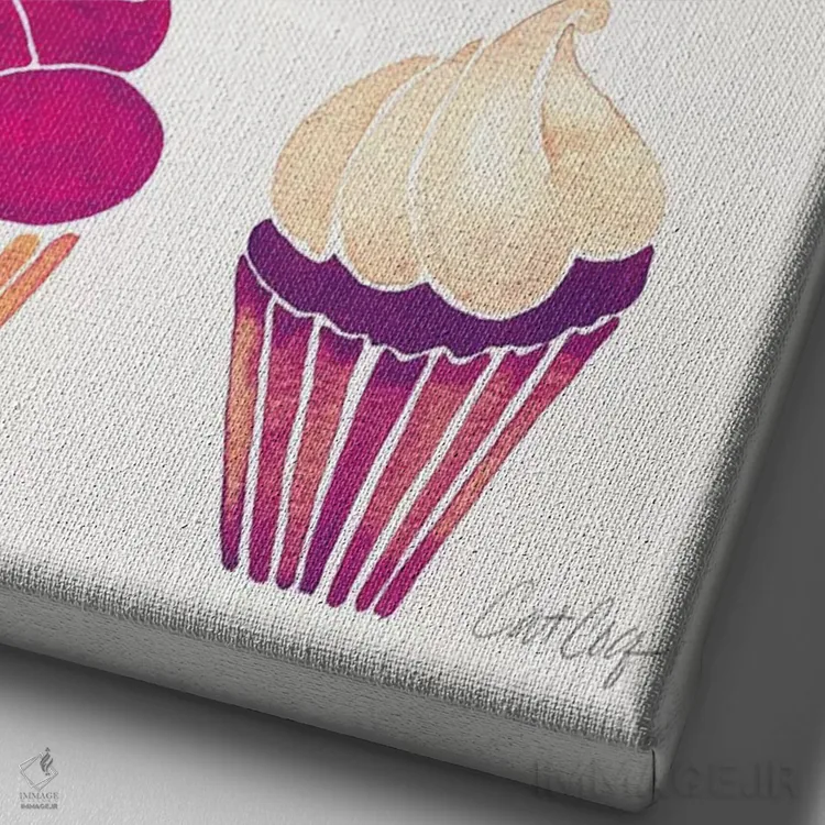 تابلو کاپکیکهای ارغوانی اثر کت کوکیلت - نمای نزدیک بافت بوم