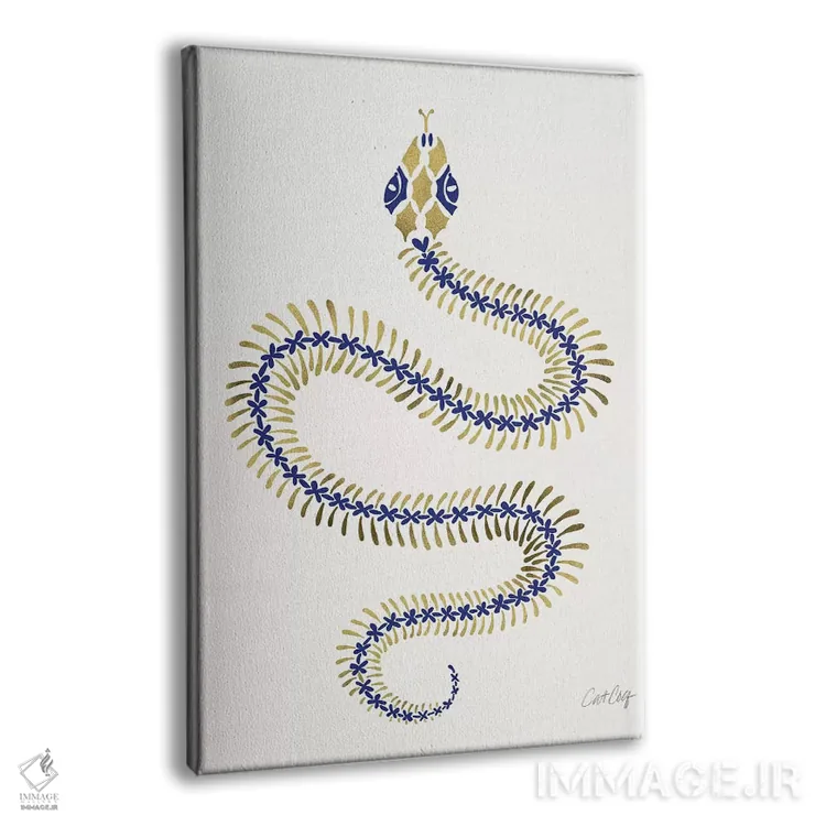 تابلو اسکلت مار طلایی و سرمهای اثر کت کوکیلت - نمای پرسپکتیو محصول