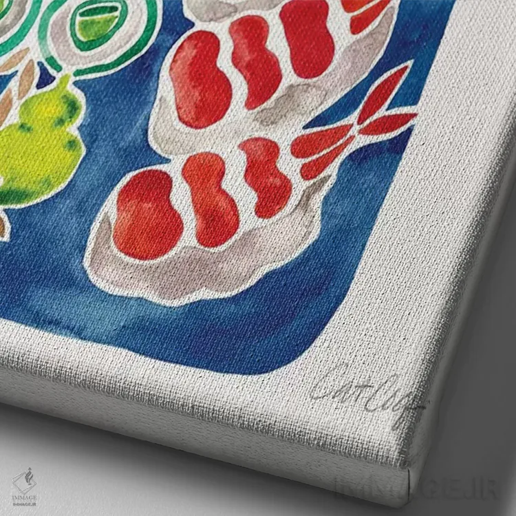 تابلو سوشی سرمهای اثر کت کوکیلت - نمای نزدیک بافت بوم