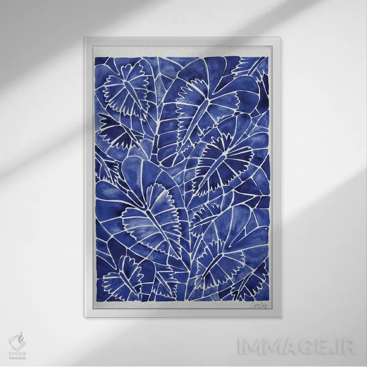 تابلو شیزماتوجلوتیس کالیپتراتای سرمهای (گیاه زینتی) اثر کت کوکیلت - نمای قابدار سفید