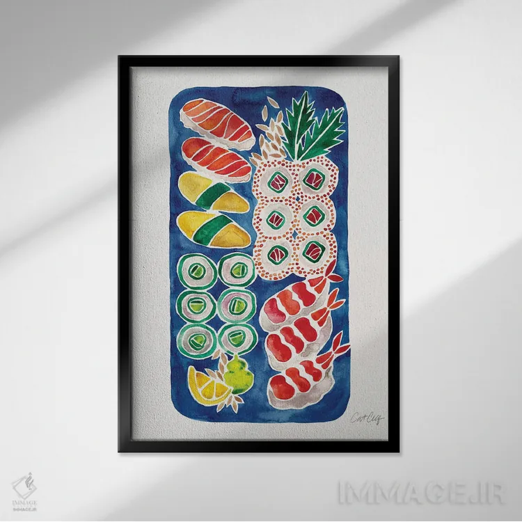 تابلو سوشی سرمهای اثر کت کوکیلت - نمای قابدار مشکی