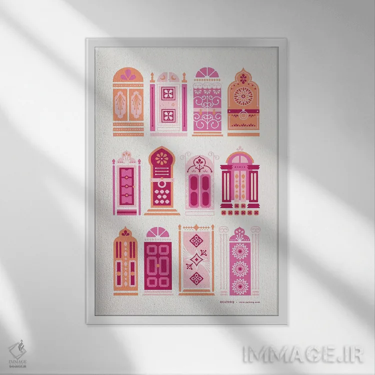 تابلو دربهای هلویی اثر کت کوکیلت - نمای قابدار سفید