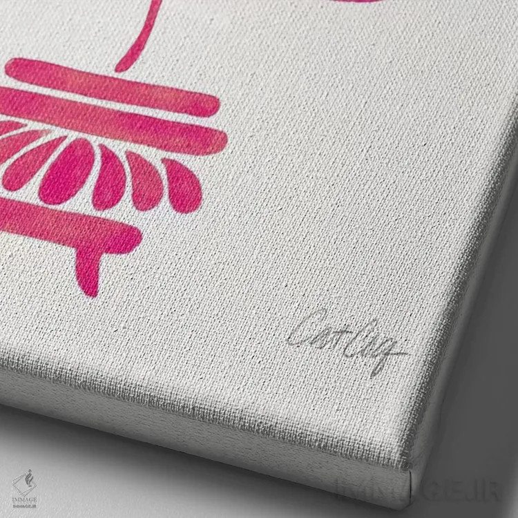 تابلو بونسای صورتی اثر کت کوکیلت - نمای نزدیک بافت بوم