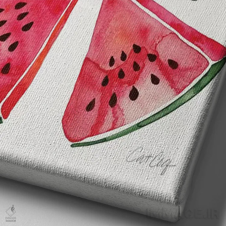 تابلو هندوانه اثر کت کوکیلت - نمای نزدیک بافت بوم