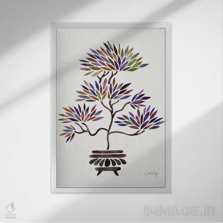 تابلو بونسای کلاسیک (وینتیج) اثر کت کوکیلت - نمای قابدار سفید