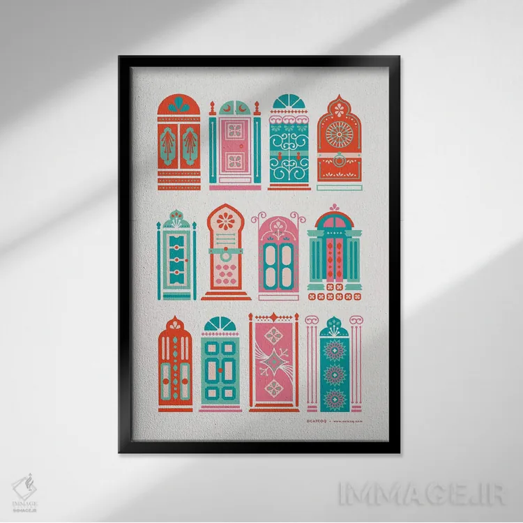 تابلو درهای هندوانهای اثر کت کوکیلت - نمای قابدار مشکی