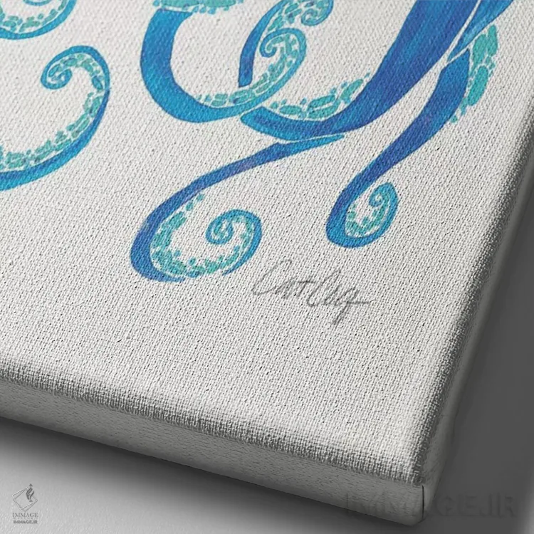 تابلو آبی اثر کت کوکیلت - نمای نزدیک بافت بوم