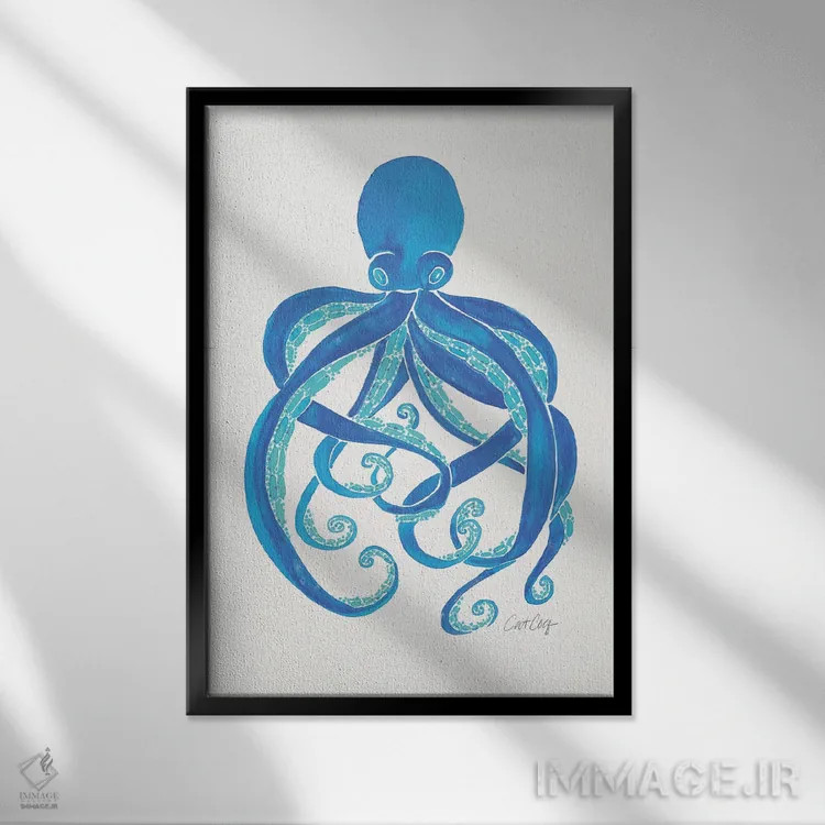 تابلو آبی اثر کت کوکیلت - نمای قابدار مشکی