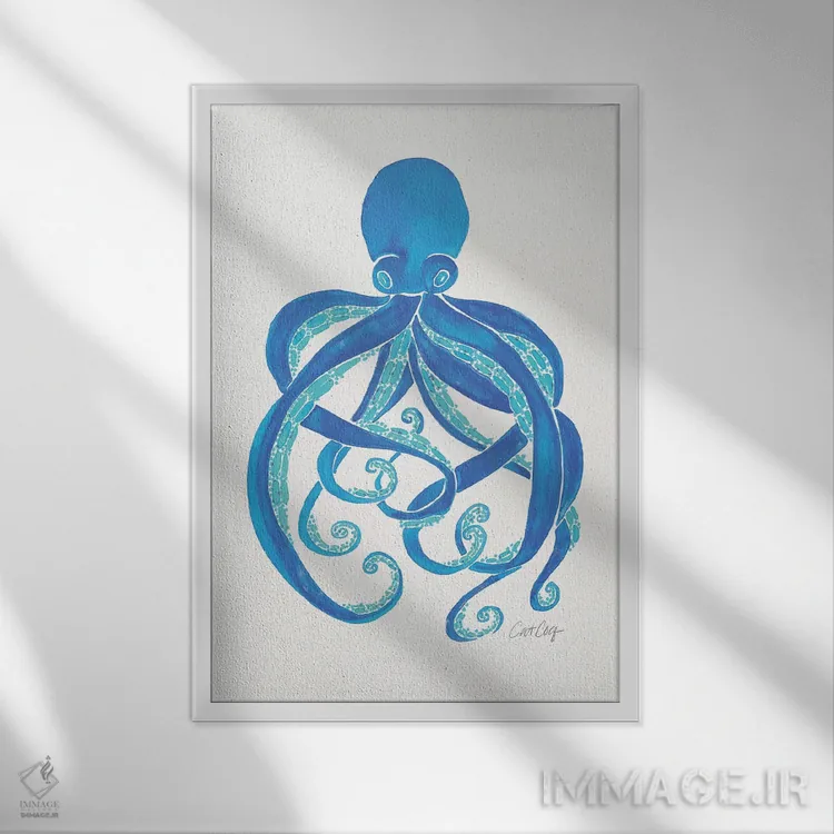 تابلو آبی اثر کت کوکیلت - نمای قابدار سفید