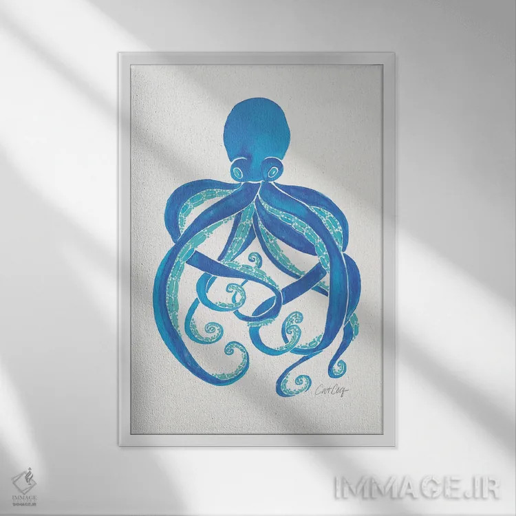 تابلو آبی اثر کت کوکیلت - نمای قابدار سفید