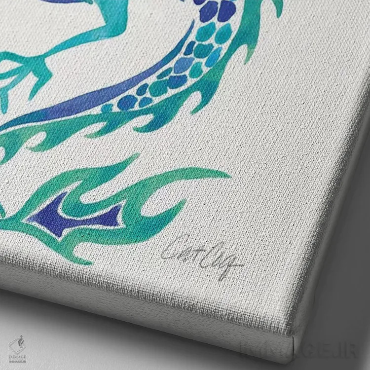 تابلو آبیها (طیف رنگ) اثر کت کوکیلت - نمای نزدیک بافت بوم