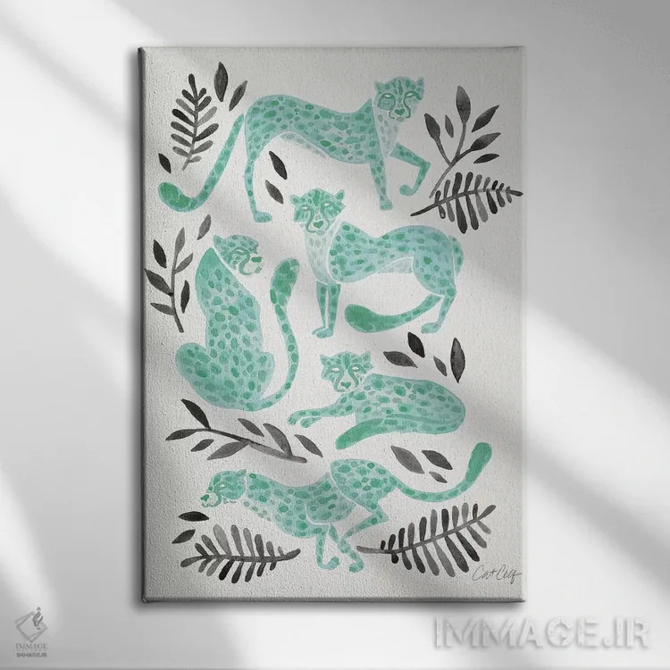 تابلو مشکی نعناعی اثر کت کوکیلت - نمای روبهرو روی دیوار