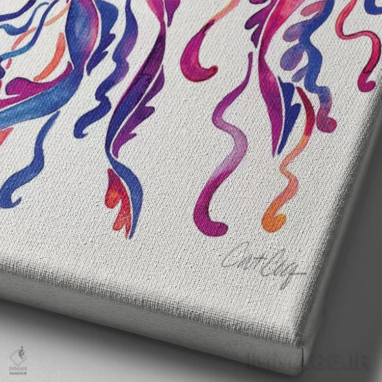 تابلو سرخابی اثر کت کوکیلت - نمای نزدیک بافت بوم