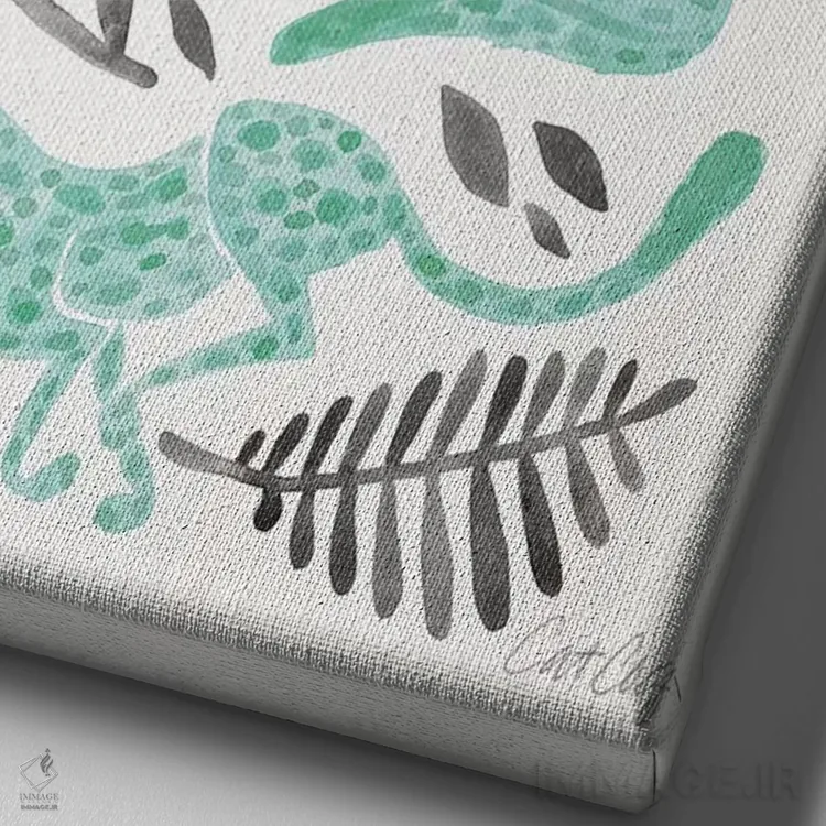 تابلو مشکی نعناعی اثر کت کوکیلت - نمای نزدیک بافت بوم