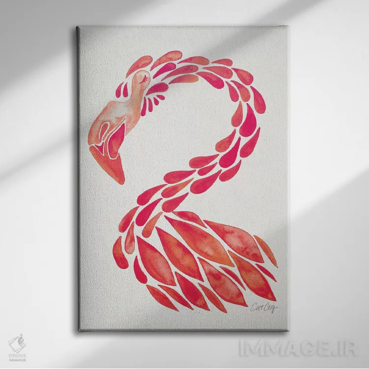 تابلو صورتی اثر کت کوکیلت - نمای روبهرو روی دیوار