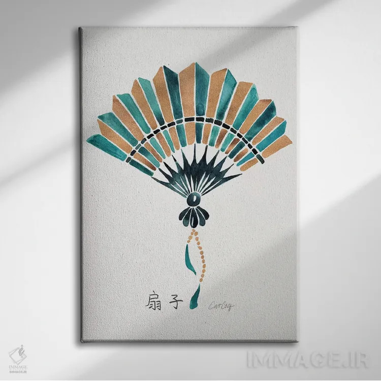 تابلو طلایی سبز دودی اثر کت کوکیلت - نمای روبهرو روی دیوار