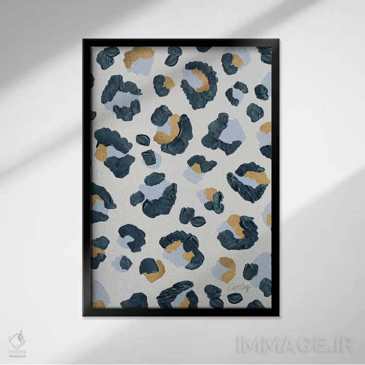 تابلو پلنگ برفی اثر کت کوکیلت - نمای قابدار مشکی