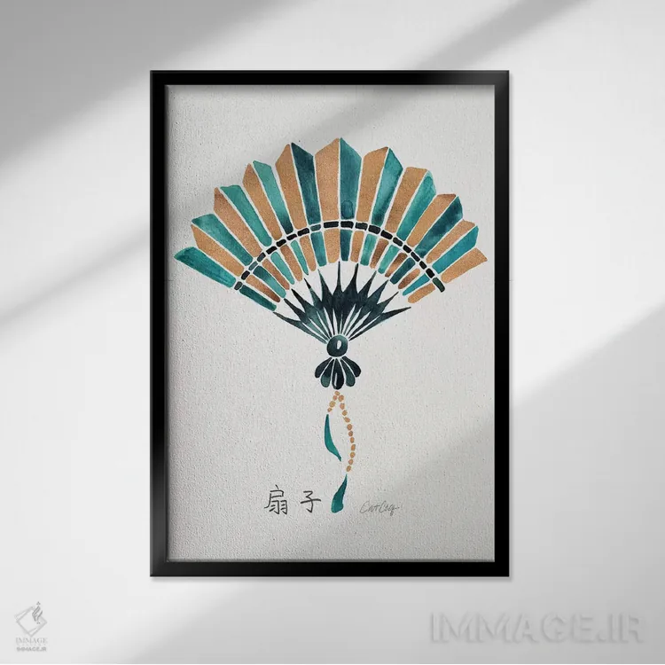 تابلو طلایی سبز دودی اثر کت کوکیلت - نمای قابدار مشکی