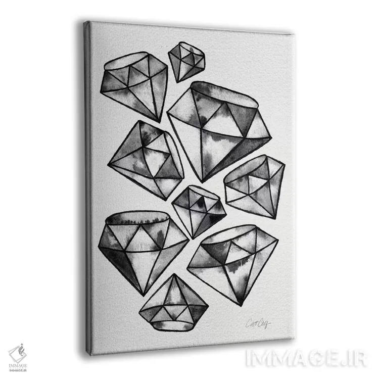 تابلو الماس خالکوبی مشکی اثر کت کوکیلت - نمای پرسپکتیو محصول