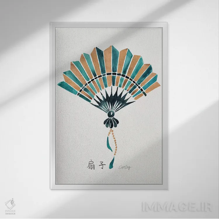 تابلو طلایی سبز دودی اثر کت کوکیلت - نمای قابدار سفید