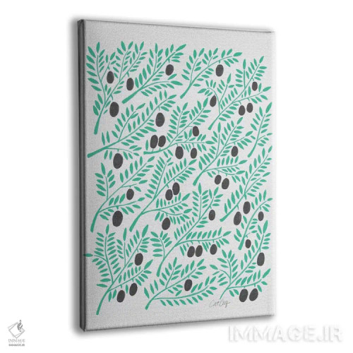 تابلو شاخههای زیتون فیروزهای مشکی اثر کت کوکیلت - نمای پرسپکتیو محصول