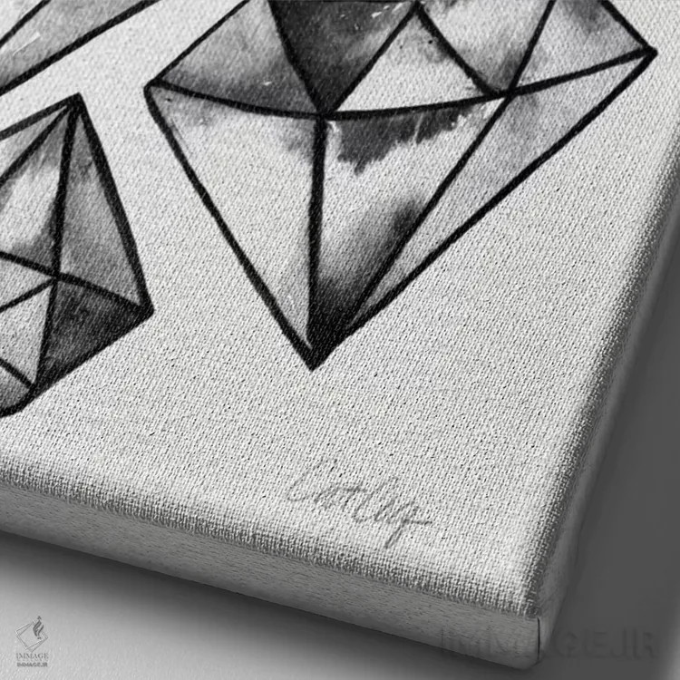 تابلو الماس خالکوبی مشکی اثر کت کوکیلت - نمای نزدیک بافت بوم