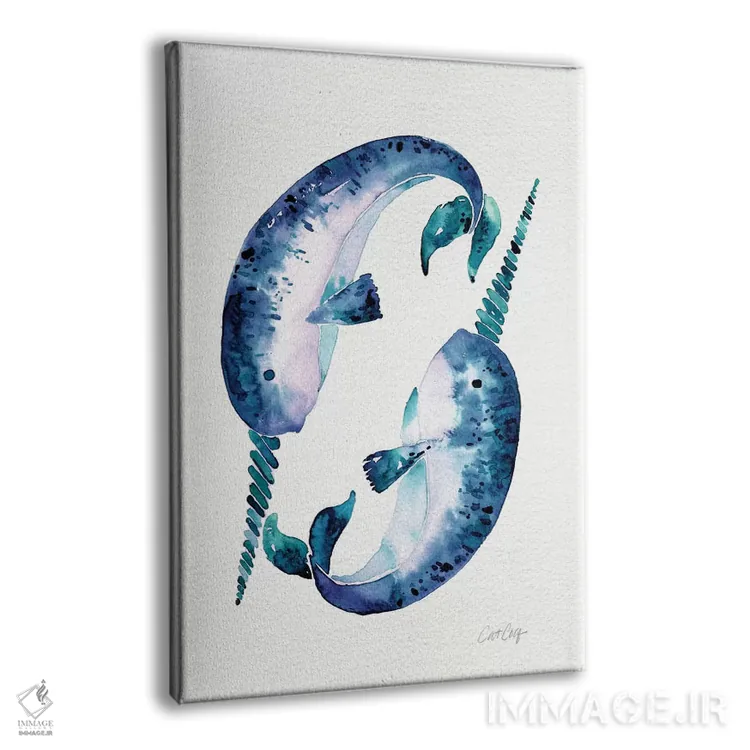 تابلو نارووالهای آبی (نهنگ شاخدار) اثر کت کوکیلت - نمای پرسپکتیو محصول