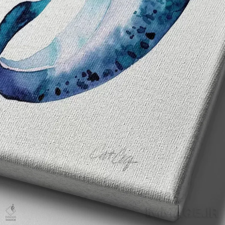 تابلو نارووالهای آبی (نهنگ شاخدار) اثر کت کوکیلت - نمای نزدیک بافت بوم