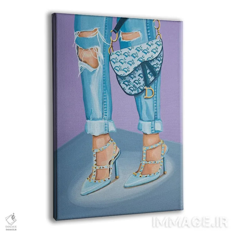 تابلو کیف زین دیور و کفش پاشنهدار والنتینو اثر سیسی گیدی - نمای پرسپکتیو محصول