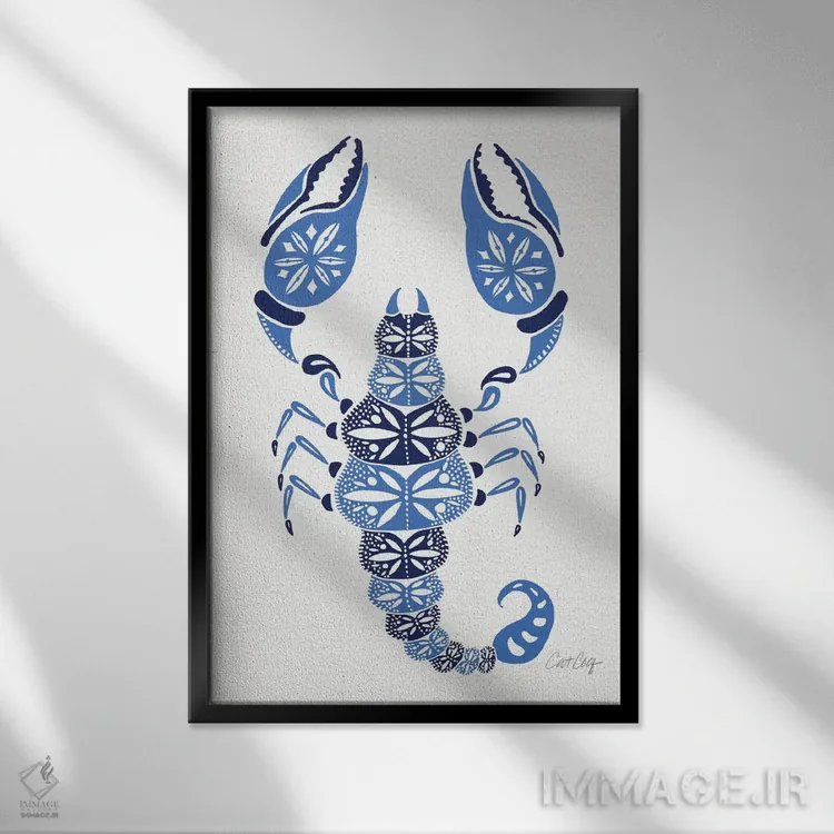 تابلو عقرب آبیها (طیف رنگ) اثر کت کوکیلت - نمای قابدار مشکی