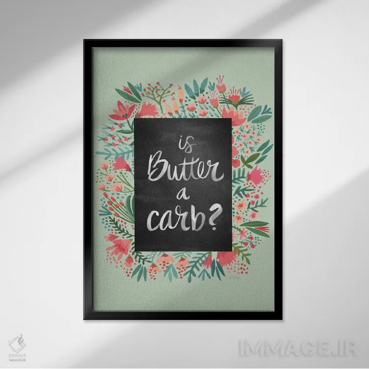 تابلو گلهای پروانهای نعناعی (طرح) اثر کت کوکیلت - نمای قابدار مشکی