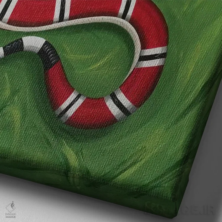 تابلو مار روی چمن اثر سیسی گیدی - نمای نزدیک بافت بوم