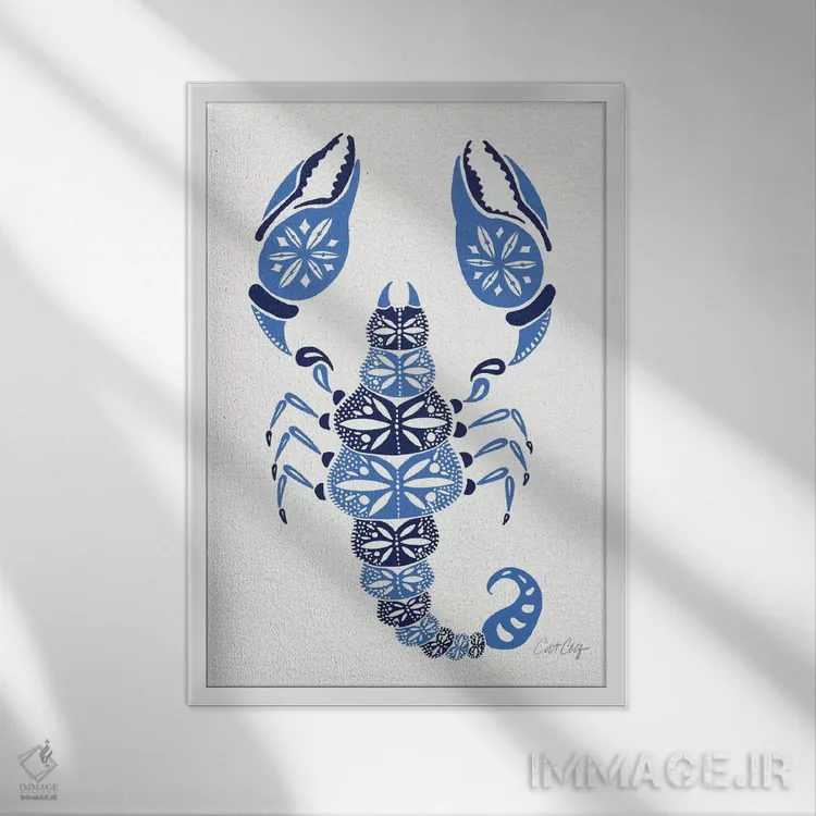 تابلو عقرب آبیها (طیف رنگ) اثر کت کوکیلت - نمای قابدار سفید