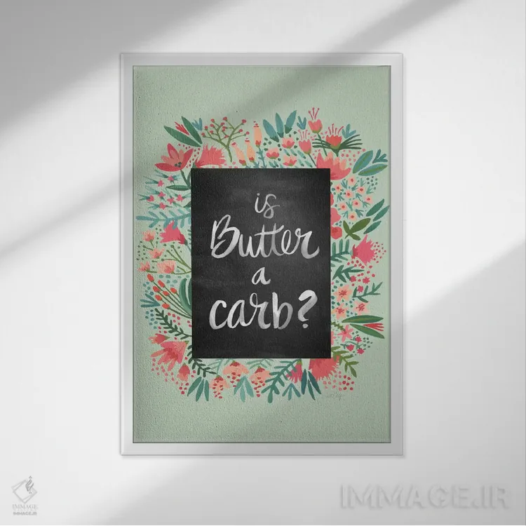 تابلو گلهای پروانهای نعناعی (طرح) اثر کت کوکیلت - نمای قابدار سفید