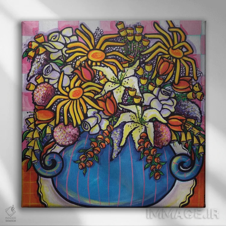 تابلو آغوشی از گلها اثر ایلین ریچارد - نمای روبهرو روی دیوار