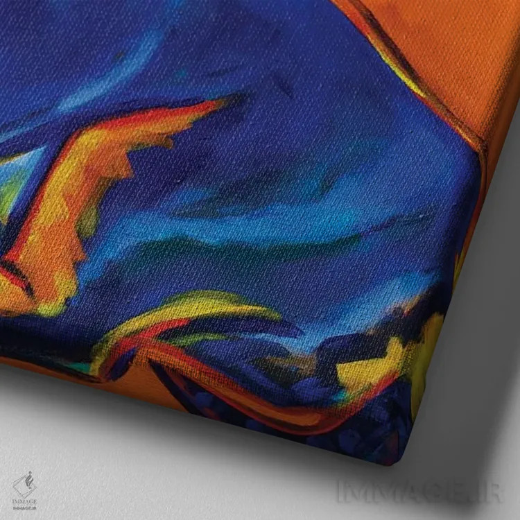 تابلو داشوند آبی (نژاد سگ) اثر ایلین ریچارد - نمای نزدیک بافت بوم