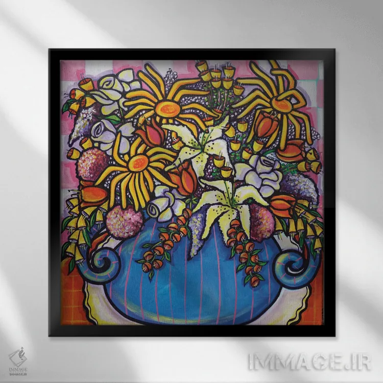 تابلو آغوشی از گلها اثر ایلین ریچارد - نمای قابدار مشکی